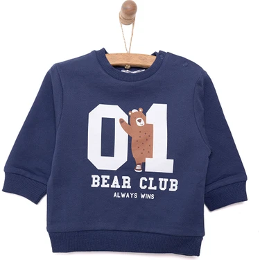 HelloBaby HelloBaby Basic Az Şardonlu Aslan Desenli Sweatshirt Erkek