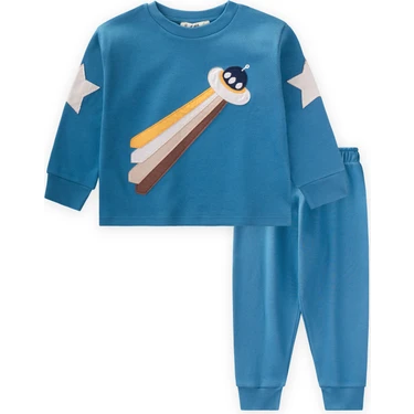 Cigit Uzay Aracı Aplikeli Pijama Takım 2-8 Yaş Indigo