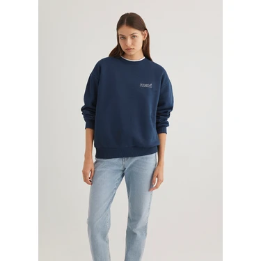 Mavi Mavi Logo Baskılı Lacivert Sweatshirt
