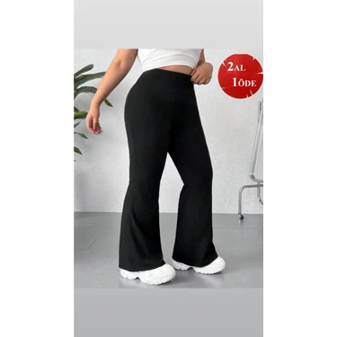 Lesa Wear Büyük Beden Yüksek Bel Toparlayıcı ve Sıkılaştırıcı Ispanyol Paça Tayt, Büyük Beden Spor
