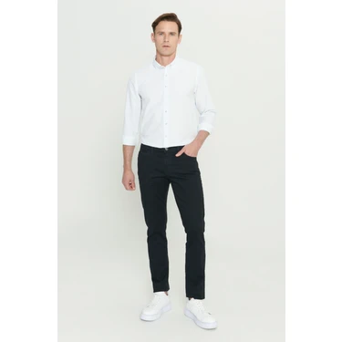 Altınyıldız Classics Erkek Siyah Kanvas Slim Fit Dar Kesim 5 Cep
