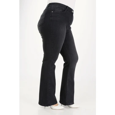 E Collection Ispanyol Paça Likralı Büyük Beden Jeans