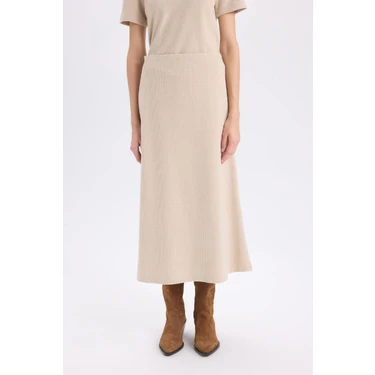 DeFacto A Kesim Beli Lastikli Basic Normal Bel Maxi Etek