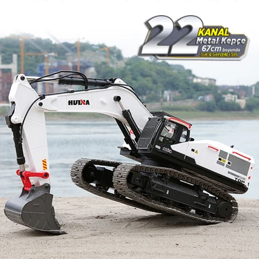 Huına 1/14 Profesyonel (2022) 22 Kanal Rc Model 4 Farklı Kepçeli Ekskavatör Kazıcı Uzaktan