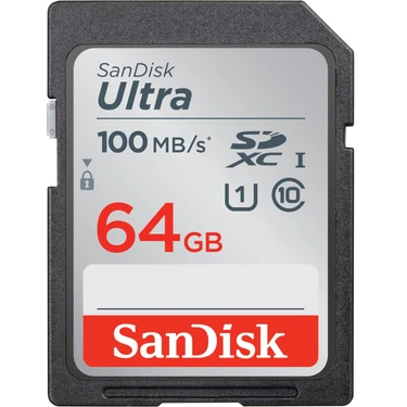 SanDisk Ultra 64 GB SDXC Hafıza Kartı 100 MB/sn Hız Suya Dayanıklı Yüksek
