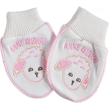 Baby Bakkal Nakışlı Bebek Eldiven Altın - Pembe Renk Kız Çocuk İçin Anne Kuzusu