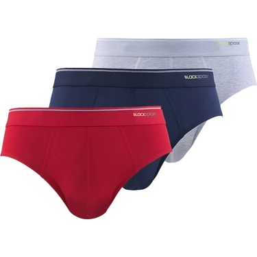 Blackspade Erkek Slip 3'lü Paket Tender Cotton 9672 - Gri Lacivert