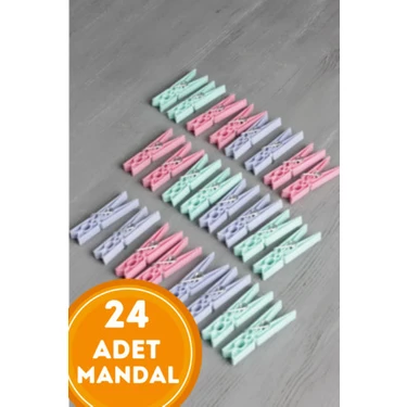 Wappa 24 Adet Renkli Plastik Çamaşır Mandalı Dayanıklı ve Pratik Kullanım İçin
