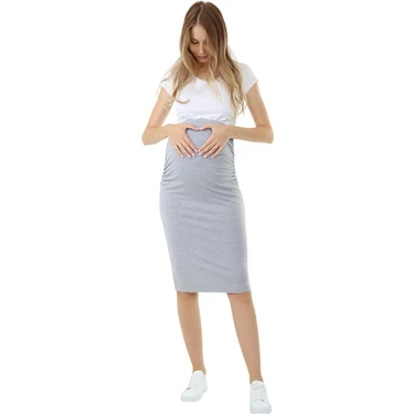 Luvmabelly Hamile Etek Beli Ayarlanabilir Yumuşak Pamuklu Gri Renk