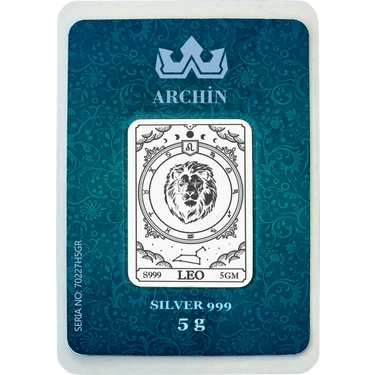 Archin Ağustos Ayı Doğumlarına Özel Aslan Burcu Sembolü Hediyeye Özel 5 Gram 999 Ayar Gümüş