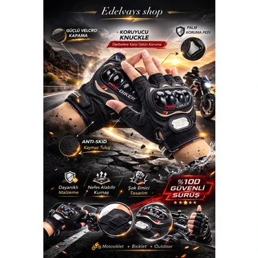 Edelvays Shop Yüksek Kalite Yazlık Motosiklet Eldiveni Yasaya Uygun Ts EN13594 Etiketli Korumalı
