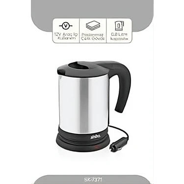 Sinbo SK-7371 12V Araç Içi Kettle Paslanmaz Çelik Su Isıtıcısı 0.8lt 120W Çakmaklık