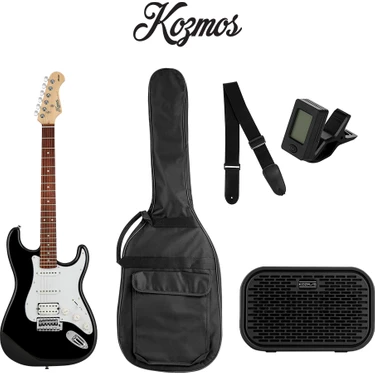 KOZMOS KGP-STG20HSS-BK Siyah Elektro Gitar + UNIQUE-MINI-BK 10W Amfi Başlangıç