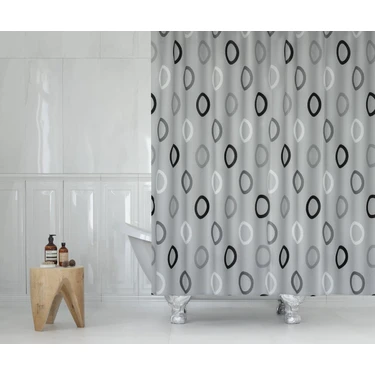 Zethome Tropik Banyo Duş Perdesi 5033 Gri Tek Kanat