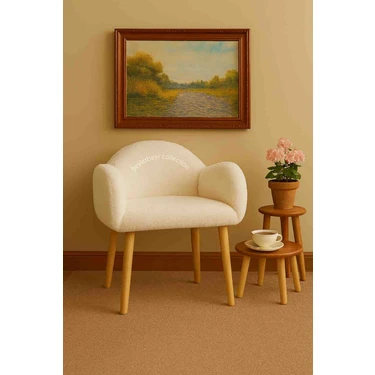 Makyaj Masası Pufu, Peluş Kumaş,dekoratif Puf , Sırtlı Puf, Mini Koltuk, Berjer