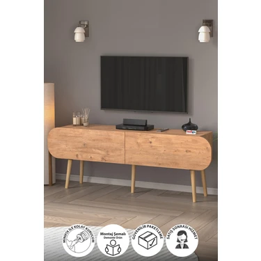 Bofigo Tv Sehpası 2 Kapaklı Tv Sehpası Düşer Kapaklı Tv Ünitesi Televizyon Sehpası 120 cm Sicilya