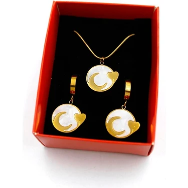 Hilal Kalp Set Kolye -