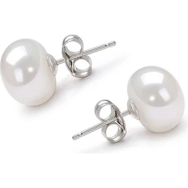 Chavin Bayan 6 mm Gerçek Inci Çelik Küpe