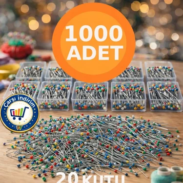 20 Kutu (1.000 Adet) Eşarp Iğnesi Başörtü Iğnesi Türban Şal Iğnesi Toplu Iğne