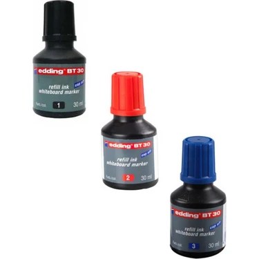 Edding Mürekkep 30 ml 3'lü Set Siyah Kırmızı Mavi Renkli Sarf
