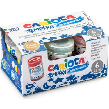 Carioca 6'lı Yıkanabilir Parmak Boyası Seti - Mavi, Yeşil, Siyah, Beyaz, Sarı, Kırmızı (25