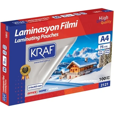 Kraf Laminasyon Filmi Parlak A4 75 Mic 100'lü