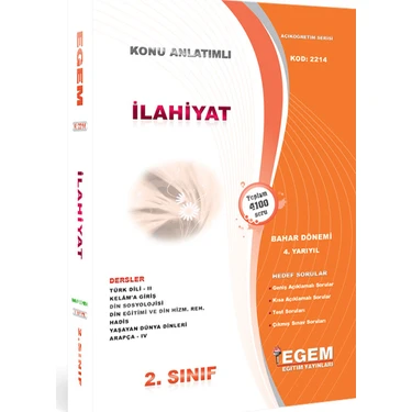 Egem Eğitim Yayınları AÖF 2. Sınıf İlahiyat Bahar Dönemi  Konu Anlatımlı Soru