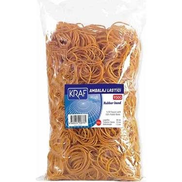 Kraf Ambalaj Lastiği %100 Kauçuk 950 Gr Sarı Renkli 500 Gr Paket