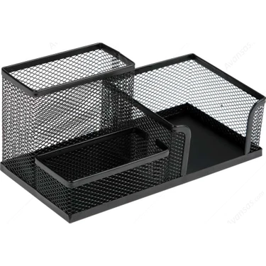 Gıpta Metal Masa Seti 3 Gözlü Siyah Renk 25x15x10 cm Kırtasiye Ürünleri