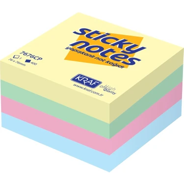 Kraf Yapışkanlı Not Kağıdı Küp 76 x 76 400YP Pastel