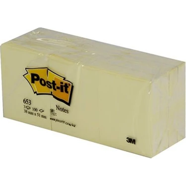 Post-It 653 Not Kağıdı 38 x 51Mm Sarı 12'li