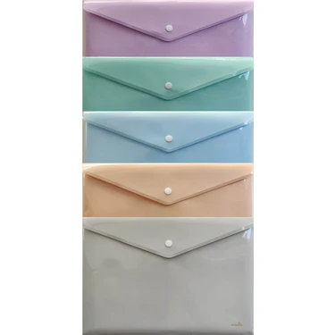 A4 Çıtçıtlı Zarf Dosya 5 Renk Pastel