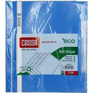 Cassa Plastik Telli Dosya Mavi 50'li Paket 5