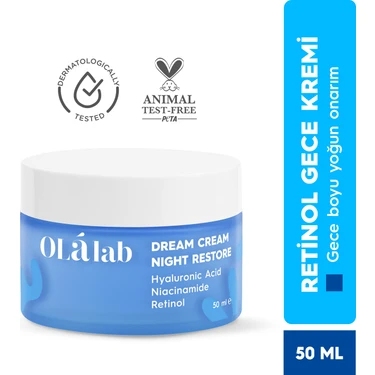 Olalab Yaşlanma Önleyici Yenileyici Nemlendirici Retinol Gece Yüz Kremi 50 ml Night