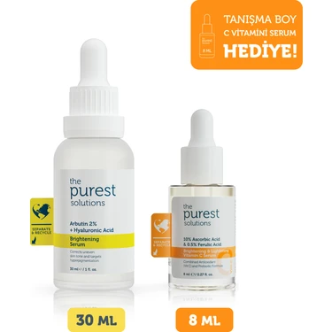 The Purest Solutions Leke Karşıtı Arbutin  &  C Vitamini Seti: 30 ml Leke Serumu + 8 ml Tanışma Boy