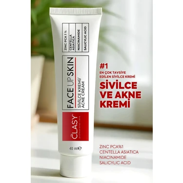 Clasy Care Face Up Skin Sivilce ve Akne Karşıtı Krem 40 ml – Tüm Cilt Tipleri İçin, Zinc PCA %1,