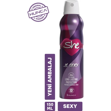 She Kadın Deodorant 150 ml Sexy Koku ile 24 Saat Uzun Süreli Koruma