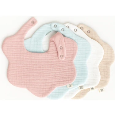 Boho Piccolo 4'lü Pamuklu Soft Renkler 8 Katlı Müslin Bebek Mama Önlüğü / Yakalık / Salya