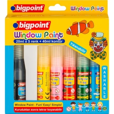 Bigpoint Cam Boyası 5 Renkli Su Bazlı Boya Seti 20 ml Kolay Uygulama İçin