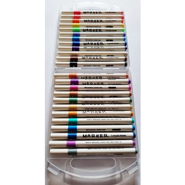 Modellino Akrilik Marker Kalem Şeffaf Beyaz Plastik Çantalı / 24-36-48-60 Renk Seçenekli Acrylic