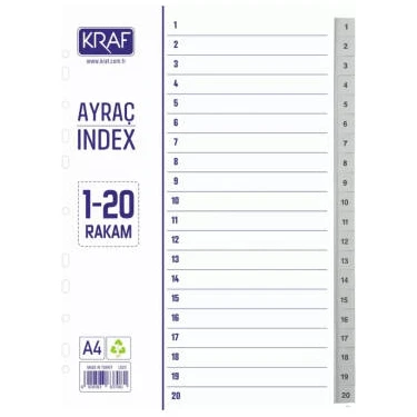 Kraf Seperatör,  1 - 20 Rakam, Klasör Içi Ayraç,