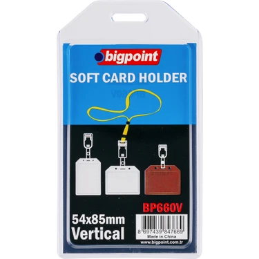 Bigpoint Dikey Kart Kabı Şeffaf 54x85mm 5'li Poşet Pratik Kullanım