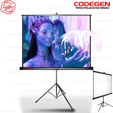 Codegen TX-18 180x180 cm Tripod Ayaklı Taşınabilir Manuel Projeksiyon Perdesi (Arkası Siyah