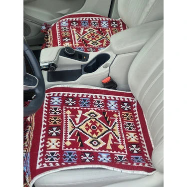 Obam  Oto Koltuk Kılıfı (Çift Taraflı )Yıkanabilir Araba Takımı Kilim Bordo Renk