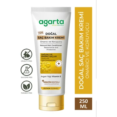 Agarta 250 ml Doğal Saç Bakım Kremi Besleyici Etkili Vegan Formül ile Tüm Saç Tiplerine