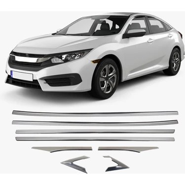 Brsplast Honda Cıvıc Krom Cam Çıtası 8 Parça P.çelik 2016 >