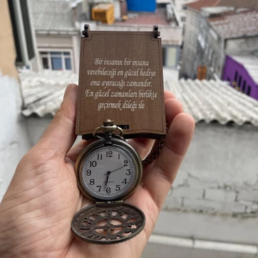 Hediyesahibi  Sayı Kabartmalı Zincirli 4,5 cm Çapında Köstekli Cep Saati