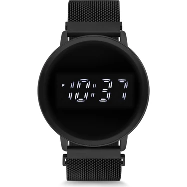 Spectrum Mıknatıslı Hasır Kordon Dijital Unisex Saat 41 mm Siyah Çelik Kasa Suya