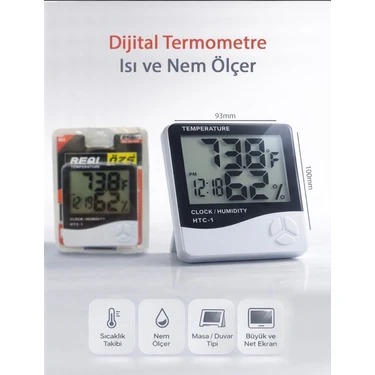 Real Özs Htc-1 Dijital Termometre, Nem Ölçer ve