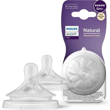 Philips Avent Doğal Tepkili Biberon Emziği 5 Numara Silikon Malzeme ile 2'li Paket 6 Ay ve Üstü